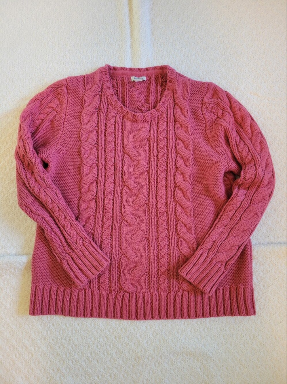 L.L. Bean Women's Cable Crew Sweater - Rose